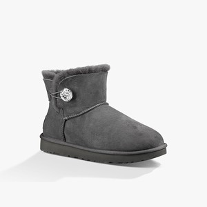 Ugg Mini Bailey Button Bling Klassiska Stövlar Dam Grå (602358ZNC)